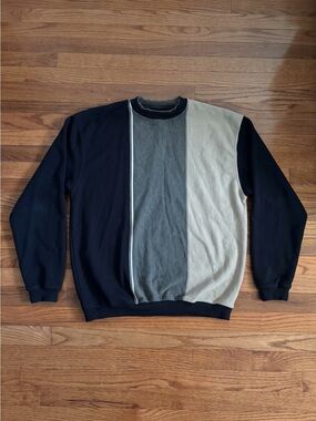 Knights Sportswear Color Block Knit Sweater Men’s XXL Black Gray Beige Pullover
